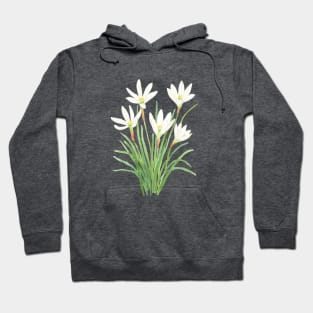 white rain lily watercolor flowers Hoodie